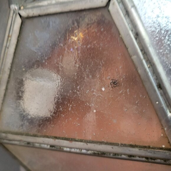 Vintage Hexagonal Metal Glass Outdoor Ceiling Light Fixture By Thom Clinefelter - Picture 10 of 14